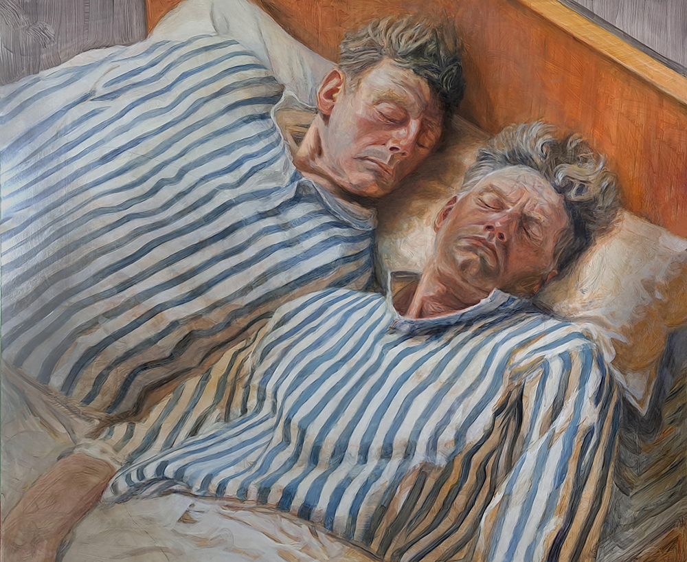 Norman Leto, Twins From J. Littell's Kindly Ones, Forty Years Later Λάδι σε ινοσανίδα, 120x100, 2023